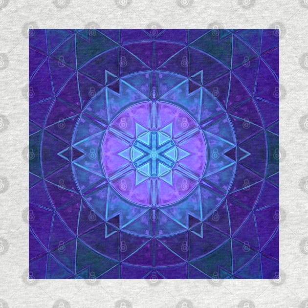 Mosaic Kaleidoscope Flower Blue and Purple by WormholeOrbital